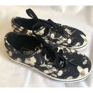 Vans Size 11.5 Lace Up Black & White Floral